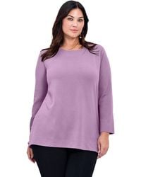 Avenue - Plus Size Breanna Eyelet Detail Hacci Top - Lyst