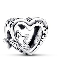 PANDORA - Sterling Silver Openwork Family Heart Star Charm - Lyst