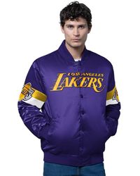 Starter - Purple Los Angeles Lakers Triple Option Varsity Full-snap Satin Jacket - Lyst