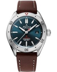 Alpina - Swiss Automatic Alpiner 4 Brown Leather Strap Watch 40mm - Lyst