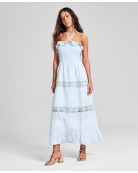 And Now This - Cotton Lace-detail Fit & Flare Maxi Dress - Lyst
