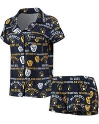 Concepts Sport - Milwaukee Brewers Flagship Allover Print Top And Shorts Sleep Set - Lyst