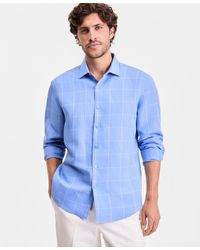 Alfani - Long-sleeve Linen-blend Collared Button-up Shirt - Lyst