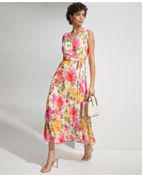 Calvin Klein - Printed Chiffon Wrap Dress - Lyst