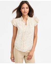 Anne Klein - Flutter-sleeve Tie-neck Blouse - Lyst