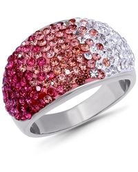 Macy's - Pave Crystal Fine Silver-plated Over Brass Pink Ombre Coloration Dome Shaped Ring - Lyst