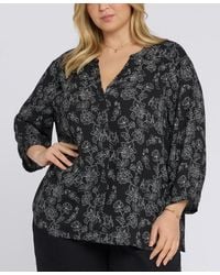 NYDJ - Plus Size Pintuck Split Neck Top - Lyst