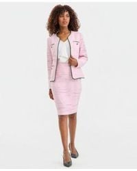Kasper - Tweed Four Pocket Open Front Jacket Sleeveless Ruffle Front Blouse Tweed Slim Pencil Skirt - Lyst