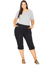 Avenue - Plus Size Cotton Roll Up Capri - Lyst