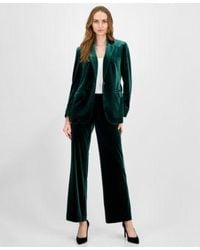 Anne Klein - Velvet One Button Notch Collar Jacket Velvet High Rise Pull On Wide Leg Pants - Lyst