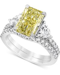 Badgley Mischka - Igi Certified Lab Grown Yellow Diamond Radiant-cut Bridal Set (3-3/4 Ct. T.w. - Lyst