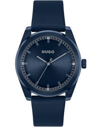 HUGO - Bright Quartz Blue Leather Watch 42mm - Lyst