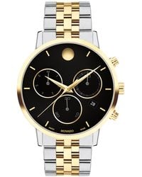 Movado - Museum Classic Swiss Quartz Chrono Two Tone Stainless Steel And Light Yellow Pvd Watch 42mm - Lyst