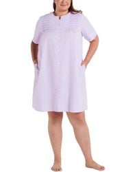 Miss Elaine - Plus Size Short-sleeve Seersucker Robe - Lyst