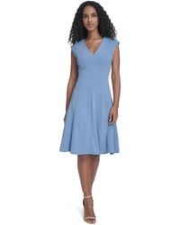 short sleeve a line mini dress Kailynn Off-Shoulder A-Line Mini Dress Blue