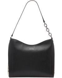Calvin Klein Holly Top Zip Shoulder Bag, Black Croco,One Size: Handbags