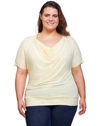 24seven Comfort Apparel - Plus Size Cowl Neck Short Sleeve Top - Lyst