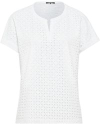 Olsen - 100% Cotton Short Sleeve Eyelet T-shirt - Lyst
