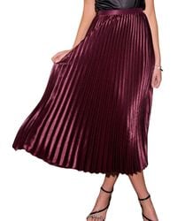 CUPSHE - Red Satin Pleated Midi Skirt - Lyst