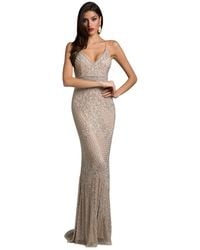 Lara - Body Con V-neck Beaded Dress - Lyst