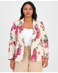 Tahari - Plus Size Printed One-button Blazer - Lyst