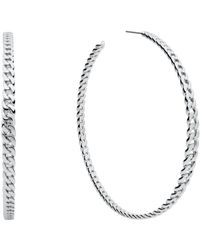 Michael Kors - Silver-tone Brass Curb Link Hoop Earrings - Lyst
