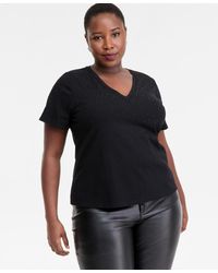 INC International Concepts - Plus Size V-neck Rhinestone-embellished Top - Lyst