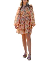 Jessie Zhao New York - Gold Garden Metallic Mini Dress - Lyst