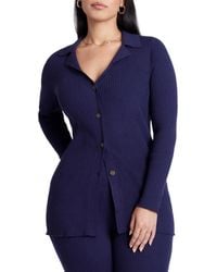 Eloquii - Plus Size Button Front Long Ribbed Cardigan - Lyst