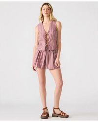 Steve Madden - Aliza Striped Tie Front Top Malena Striped Pull On Shorts - Lyst