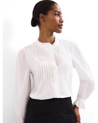 Phase Eight - Laurie Pleated Embroidered Cotton Blouse - Lyst