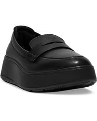 Fitflop - F-mode Leather Flatform Loafer Flats - Lyst