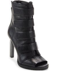 womens black peep toe booties