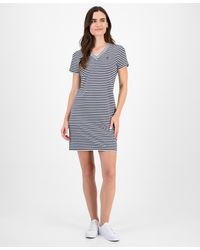 Nautica - Striped V-neck T-shirt Dress - Lyst
