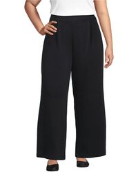 Lands' End - Sport Knit High Rise Pleated Wide Leg Pants - Lyst