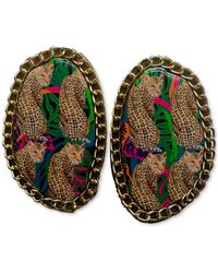 Swanky Designs - Zia Chain Studs Statement Earrings - Lyst