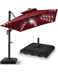 Best Choice Products - 10x10ft 2-tier Square Outdoor Solar Led Cantilever Patio Umbrella W/ Base Included - Lyst
