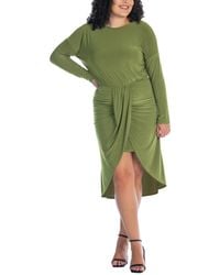 24seven Comfort Apparel - Plus Size Long Sleeve High Low Dress - Lyst