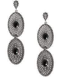 SOH - Intricate Stone Oval Long Drop Earrings - Lyst