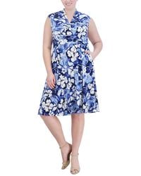 Jessica Howard - Plus Size Floral-print Ruched-waist Dress - Lyst