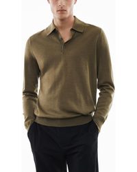 Mango - 100% Merino Wool Long- Sleeved Polo Shirt - Lyst