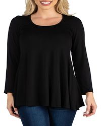24seven Comfort Apparel - Long Sleeve Swing Style Flared Tunic Top - Lyst