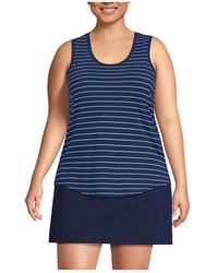 Lands' End - Plus Size Sleeveless Power Performance Scoop Neck Curved Hem Tunic Tank - Lyst