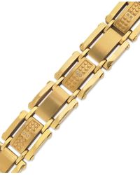 Macy's Men's Single-cut Diamond Bracelet In Stainless Steel And Yellow-ion Plating (1/10 Ct. T.w.) - Metallic