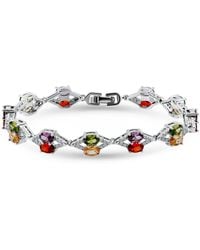 Macy's - 2 1/5 Ct. T.w Pave Cubic Zirconia "x" Link 6x4mm Oval Multi Color Glass Stone Stations Bracelet - Lyst