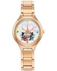 Citizen - Eco-drive Disney Mickey & Minnie Take Paris -tone Stainless Steel Bracelet Watch 29mm - Lyst