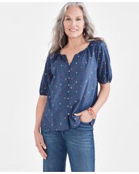 Style & Co. - Cotton Voile Embroidered Top - Lyst