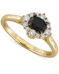 Macy's - Black & White Diamond Oval Halo Engagement Ring (3/4 Ct. T.w. - Lyst
