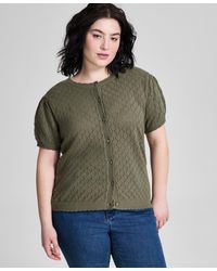 And Now This - Trendy Plus Size Short-sleeve Cardigan - Lyst