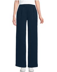 Lands' End - Petite Sport Knit High Rise Pleated Wide Leg Pants - Lyst